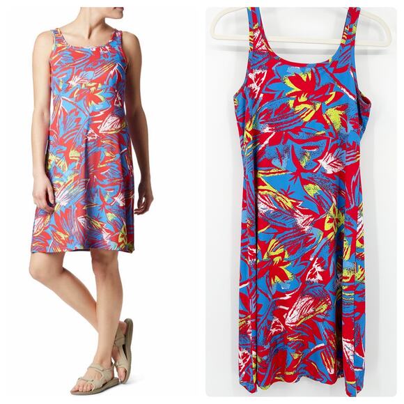 Columbia Womens PFG Freezer III Tropical Floral‎ Active Outdoor Dress Size S Red - Picture 1 of 10